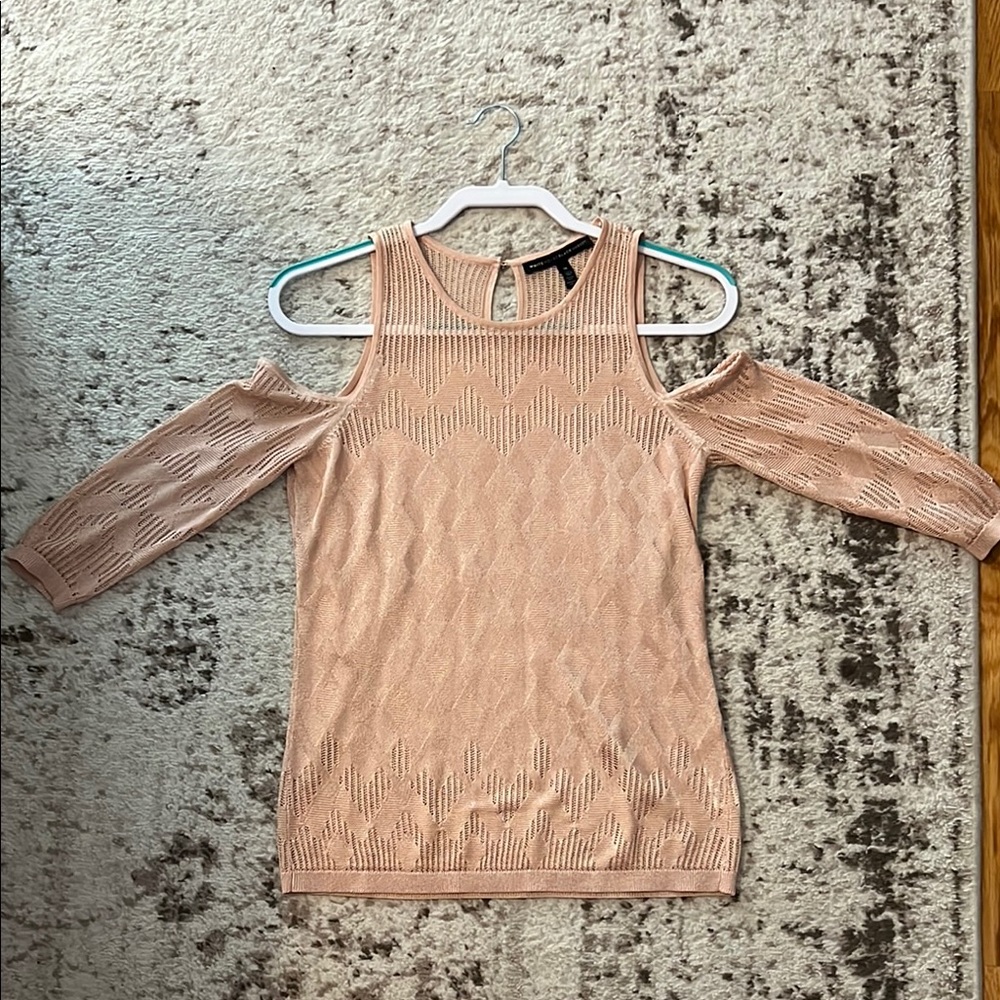 WHBM Sheer Pink Cold Shoulder Sweater